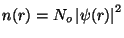 $n(r)=N_o\left\vert \psi (r)\right\vert ^2$