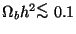 $\Omega_bh^2 \raise -2.truept\hbox{\rlap{\hbox{$\sim$}}\raise5.truept
\hbox{$<$} }0.1$