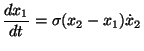 $\displaystyle \frac{dx_1}{dt}=\sigma(x_2-x_1) \cr
\dot{x}_{2}$