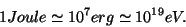\begin{displaymath}
1Joule\simeq 10^7erg\simeq 10^{19}eV.
\end{displaymath}